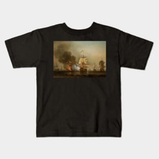 Wager's Action off Cartagena by Samuel Scott Kids T-Shirt